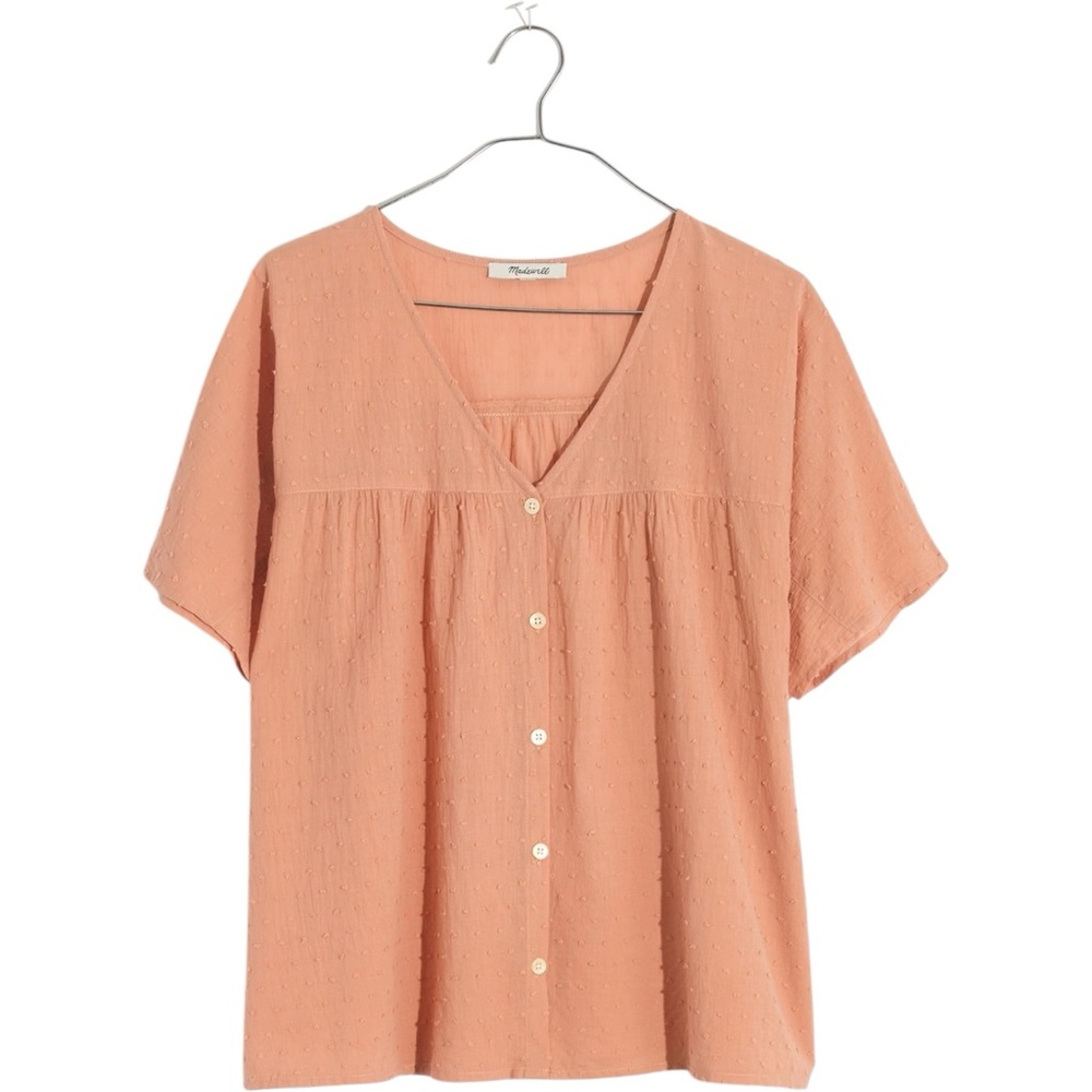 Wishlist Rhyme Button-Front Top in Clipdot Swiss Dot Blouse